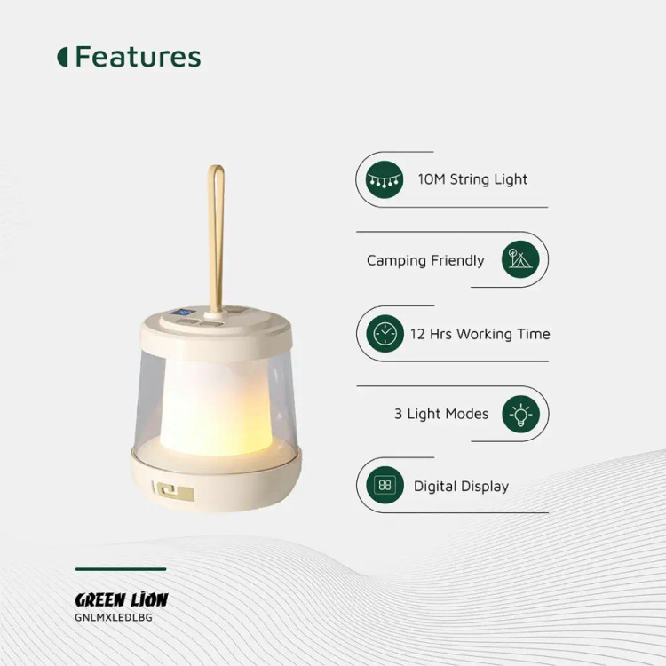 چراغ LED شارژی گرین لاین مدل Lumex به همراه ریسه LED داخلی - بژ